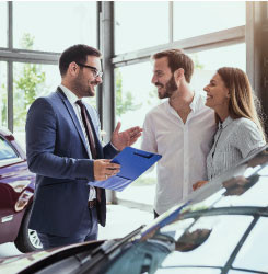 People in a business setting, talking